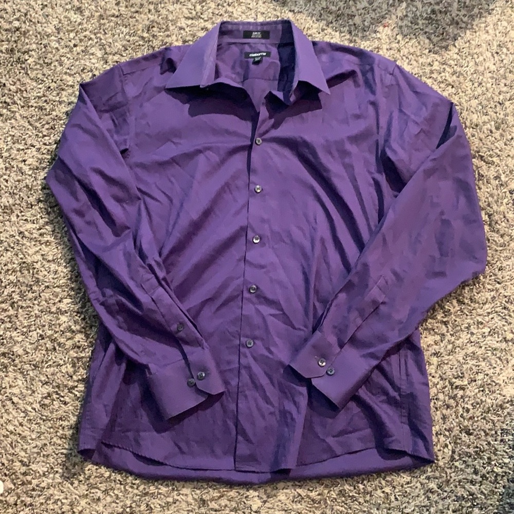 Men’s Purple Claiborne Slim Fit Dress Shirt